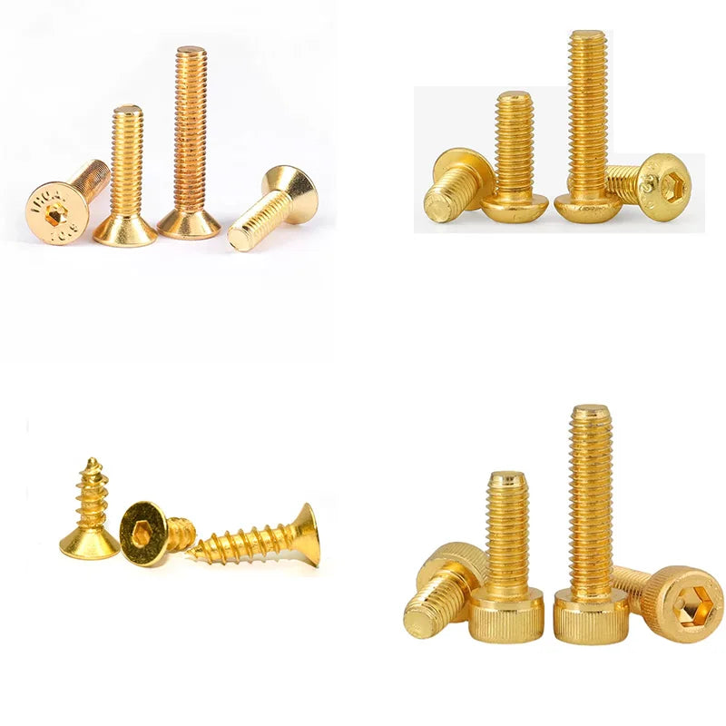 Titanium Plated Gold M2 M2.5 M3 M4 M5 Socket Cap Head Screw Allen Bolt Hex Drive