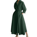 2026 Spring S-5XL Elegant Shirt Solid Color Long Sleeve High-Waisted Gown Midi Dress Plus Size Shirts Dress Office Outfits