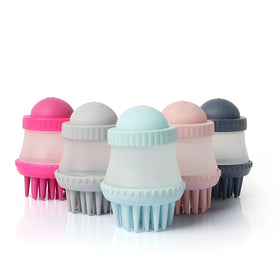 Factory Made Soft Rubber Dog Cat Grooming Bath Massage Brush Pet Shampoo Dispenser Brush