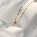 Simple 2 Design Beaded Chain Jewelry Stainless Steel Crystal Ball Charm Pendants Necklace
