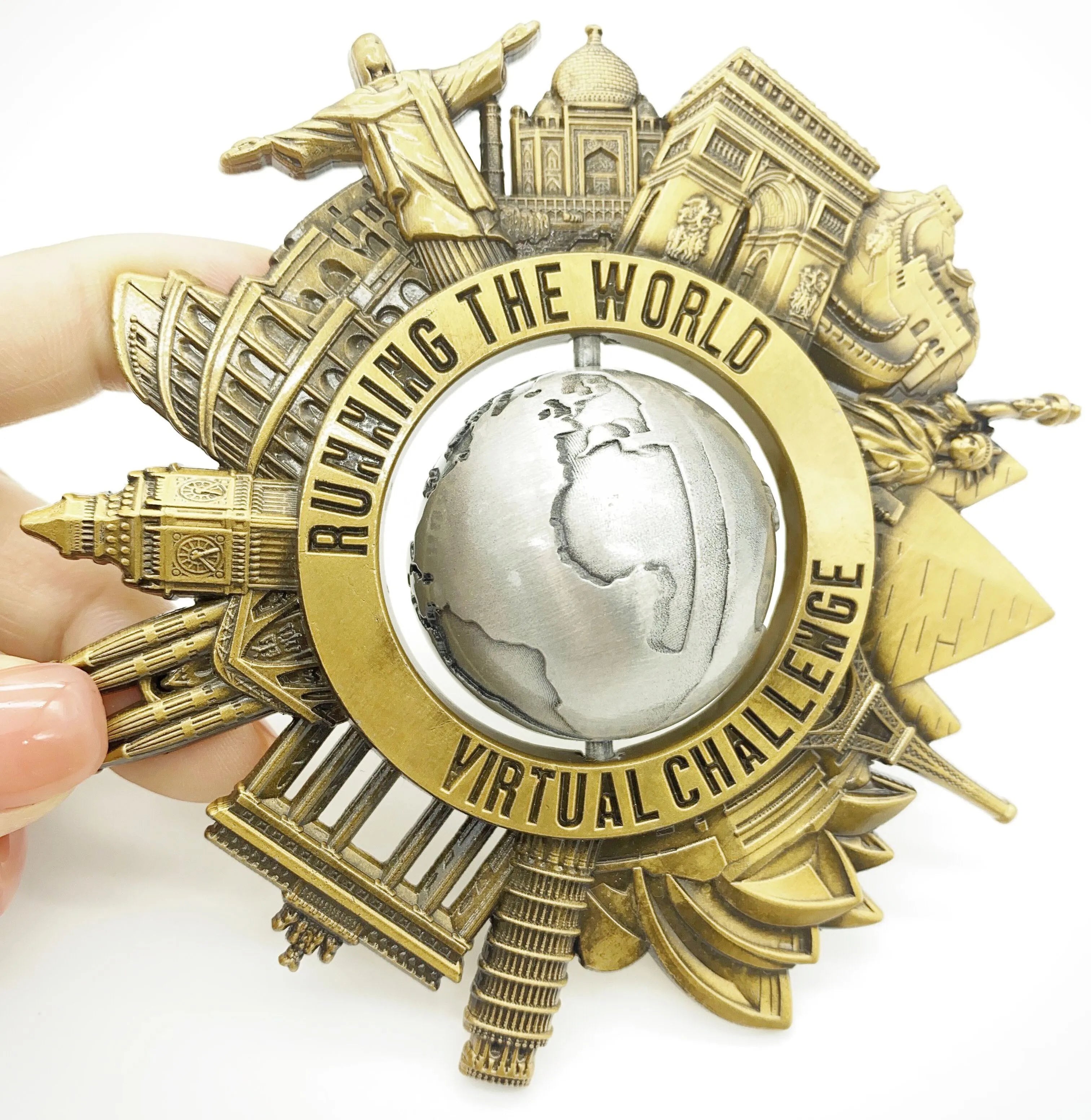 Wholesale Custom 2024 New Design Modern Antique Sport Medal Marathon Souvenir Festive Ribbon Rotating Zinc Alloy Medal