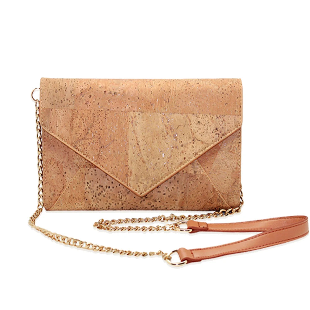 Vegan Handmade New Cork Clutch Wallet Ladies Crossbody Bag with Shoulder Strap and Custom Logo