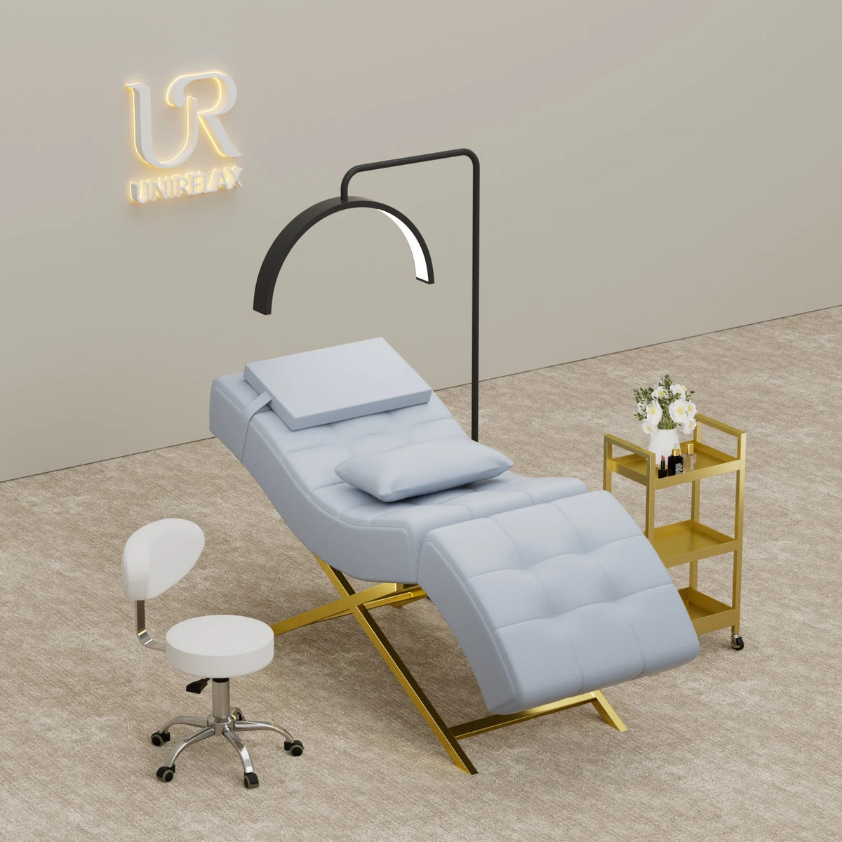 Union Win Curved Affordable Modern Eyelash Bed Salon Chair Beauty Salon Lashes Chair Stretchers Eyelashes Lash Bed MegaBDM