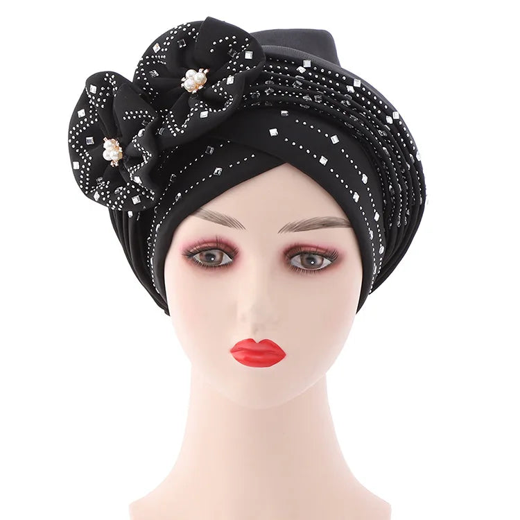 Latest Shinning Sequins Turban HijabAfrican Auto Gele Aso Oke Headtie