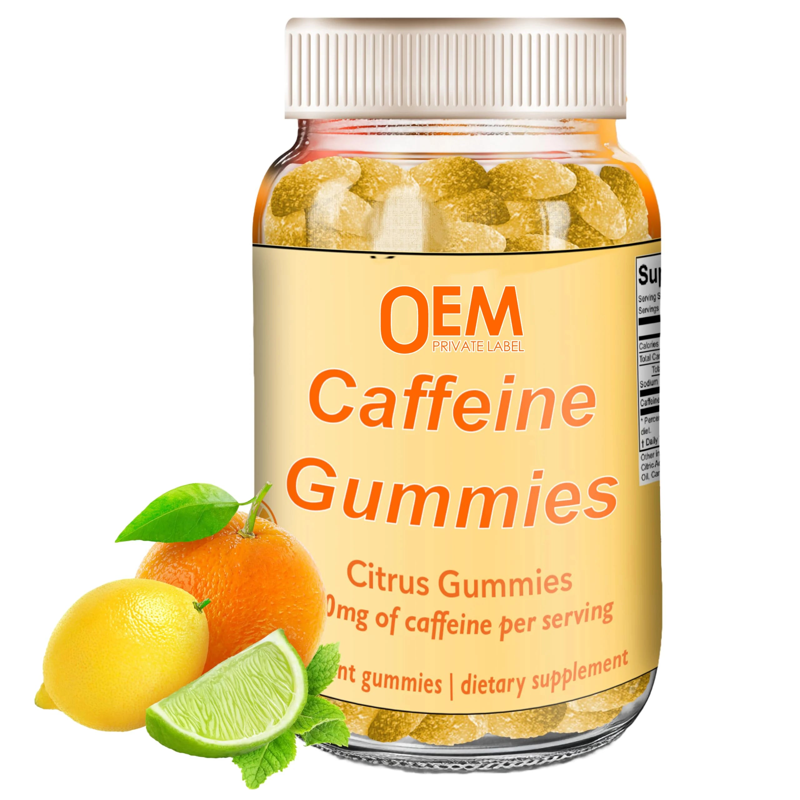 OEM Vegan Sugar Free Natural Caffeine Gummies Supplement Energy Gummy with Vitamin C for Energy Caffein Booster Pre Workout