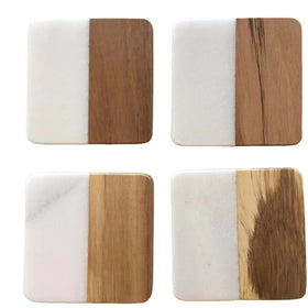 Craftmanship Luxury square Marble and Wood Coaster Table coaster