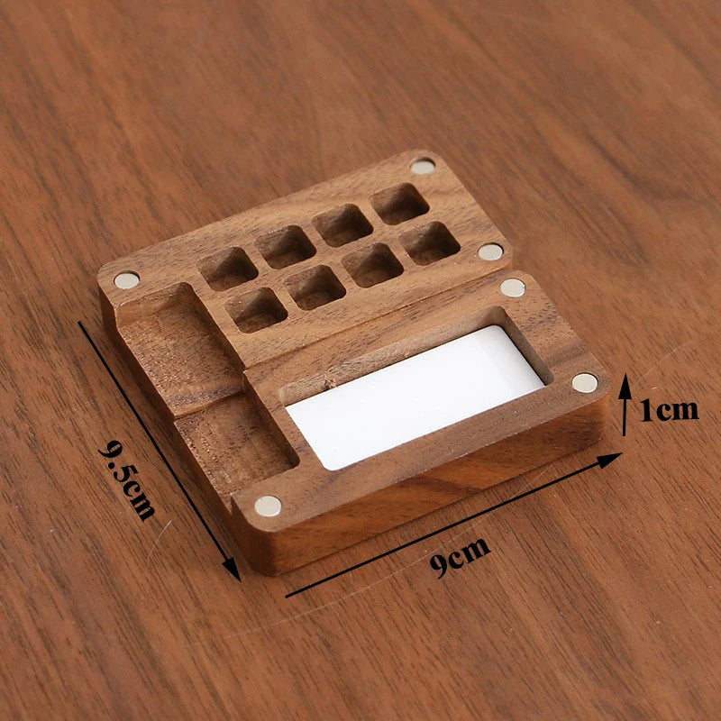 Watercolor Palette Wooden Tray Book Shape With Magnetic Oil Paints Tray Box Mini Black Walnut Paint Box