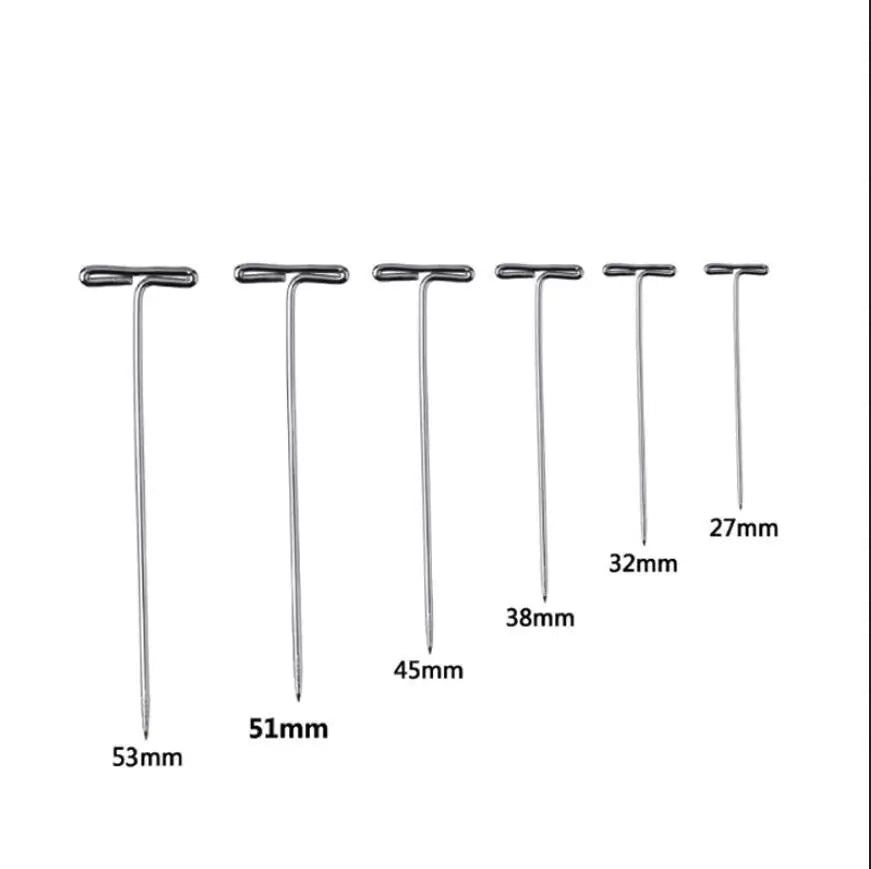 1000/bag T Shaped Office Pin Common Steel Rhodium T Pins Clips for Wig Fix on Canvas Block Head Safety Pins for Jewelry Findings