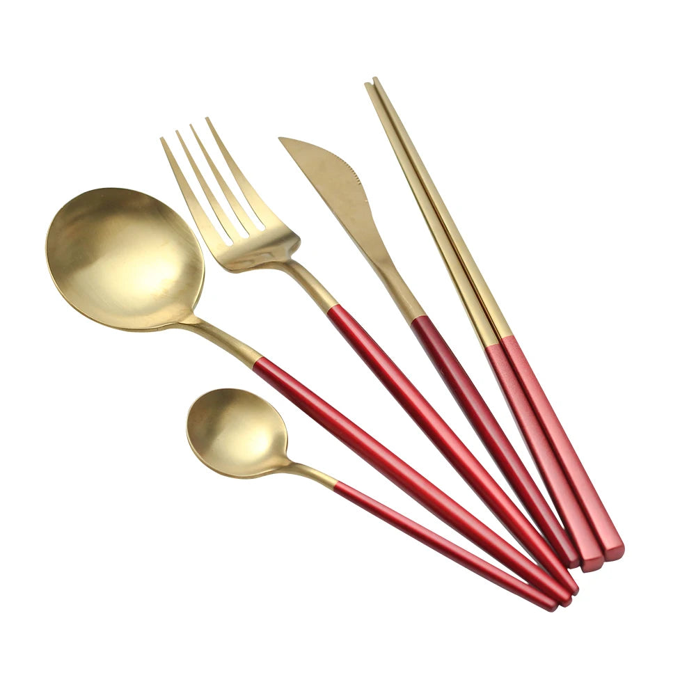 Verified 304 Stainless Steel Golden Cutlery Set Luxury Gold Flatware PVD Coating Tableware for Special Occasions