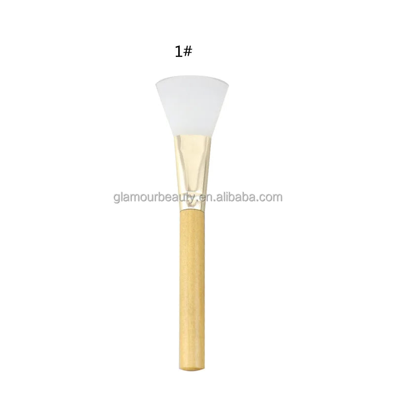 Premium Eco-friendly Wood Handle Face Mask Brush Custom Logo Wooden Silicone Tip Facial Mask Brushes Applicator for Clay Mask