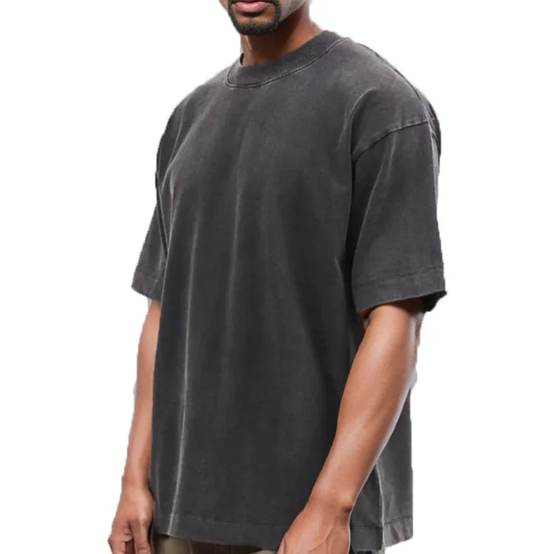 Fashion Cut and Sew Solid Knitted 260 Gsm Eco-Friendly Quick Dry Vintage Oversized Cotton Men's T-Shirt