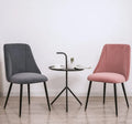 Elegant Dining Room Chairs Metal Restaurant Chair Velvet Fabric Modern Gray Chair