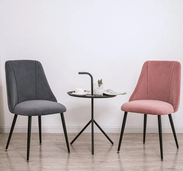 Elegant Dining Room Chairs Metal Restaurant Chair Velvet Fabric Modern Gray Chair