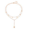Wholesale Waterproof Women Jewelry Fashion Stainless Steel Long Double Layered Heart Pendant Necklace