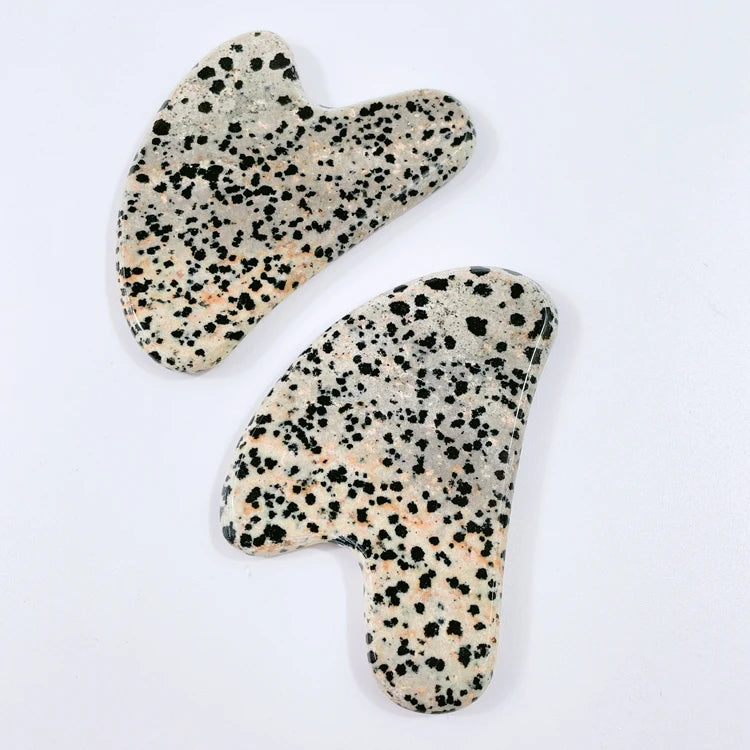 Huiying Dalmatian Jasper Scraper Face Gua Sha Massage Natural Heart Stone GuaSha Massage Tools Body Facial Jade Massager