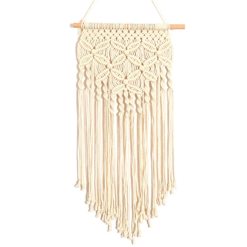 Handmade Boho Chic Wall Hanging Macrame Cord Woven Geometric Wall Art Self-Adhesive for Apartment/Room/Home Decoration