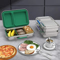 Wholesale 2 Compartments Plain 304 Stainless Steel Bento Box with Silicone Lid Kids Metal Lunch Box with Food Jar