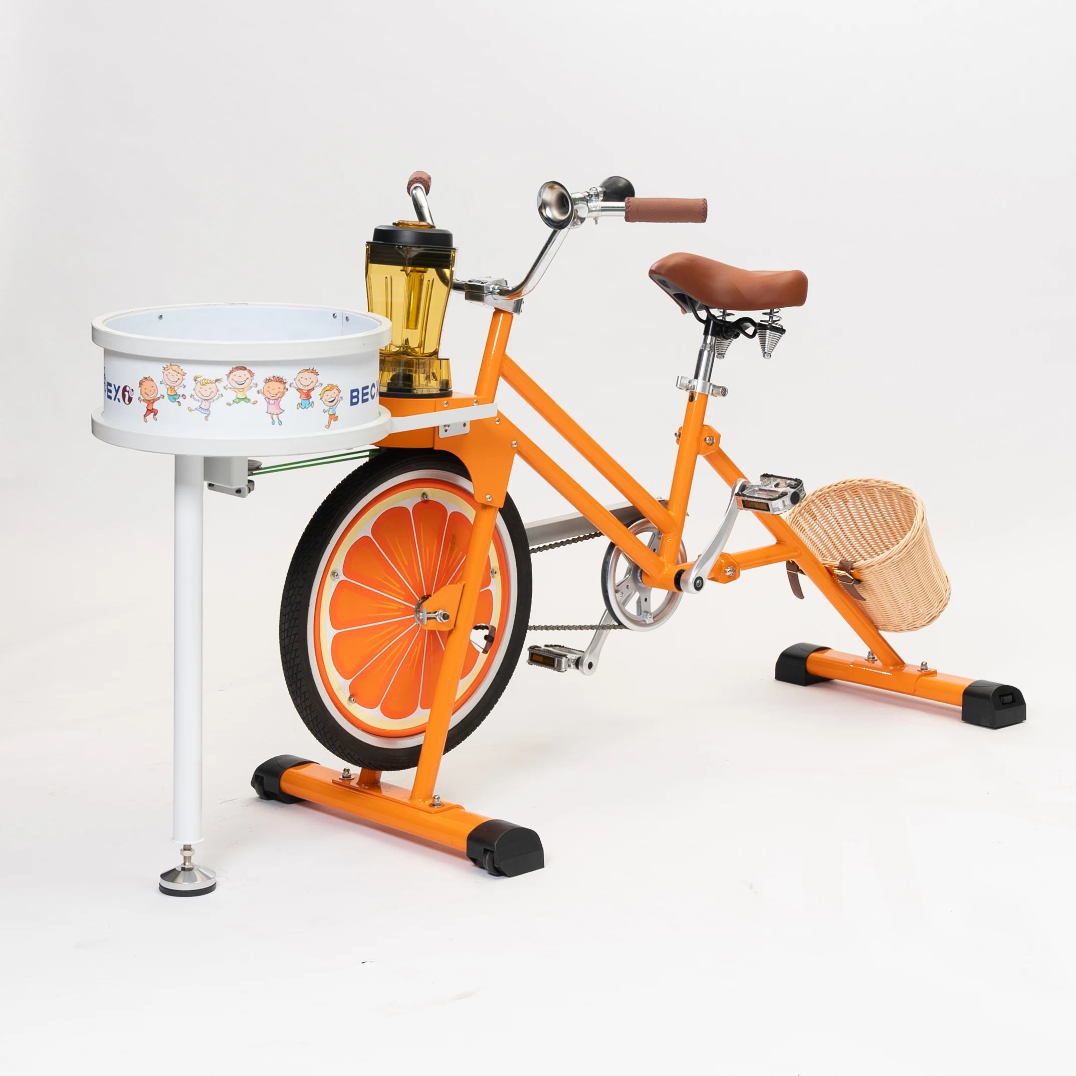 EXI Human Powered Appliances Orange Unicycle Blender Bike Exercise Machine Daily Use Party Equipment Spin Art Smoothie Bike