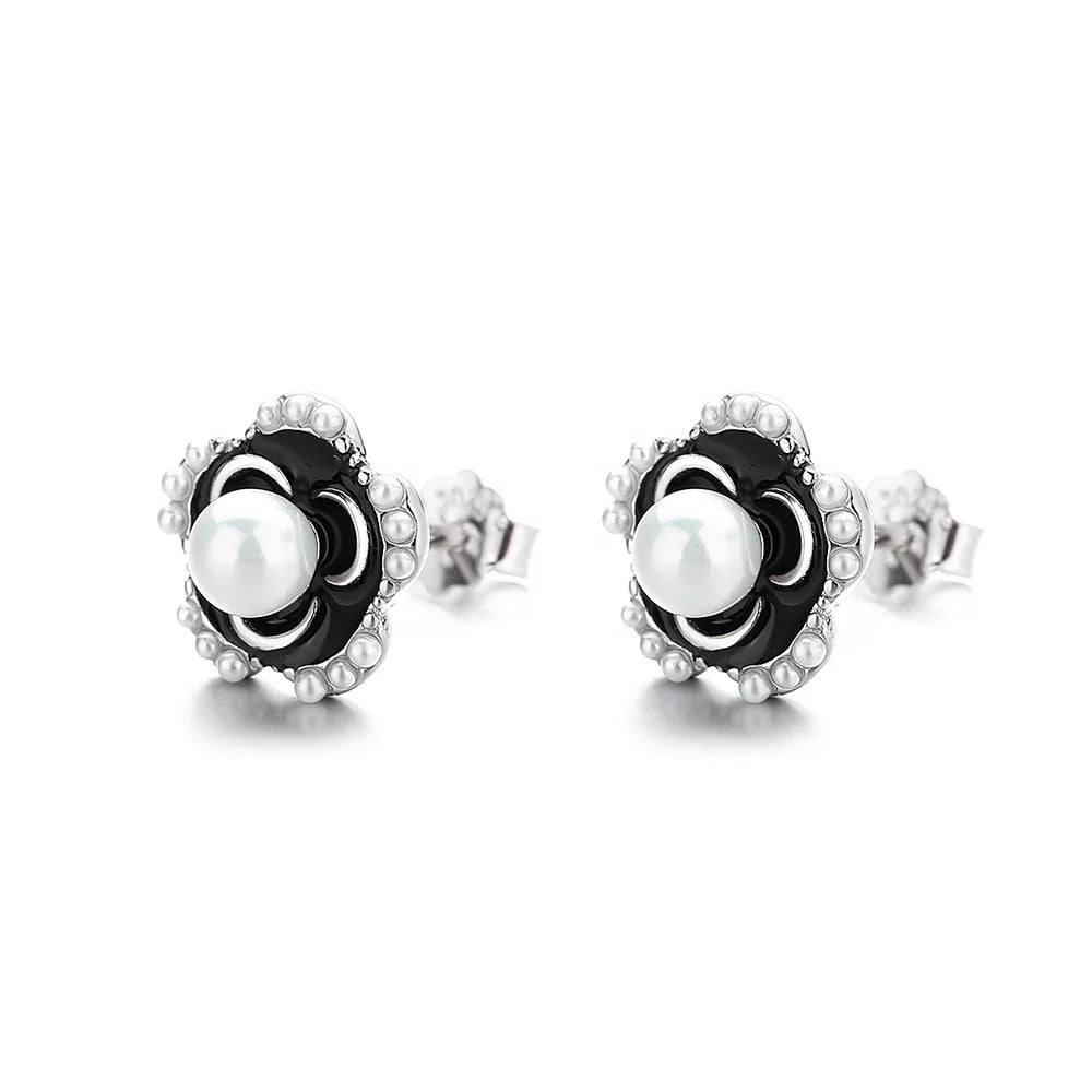 925 Sterling Silver Elegant Camellia Earrings Stud Women Earrings Wedding Gift