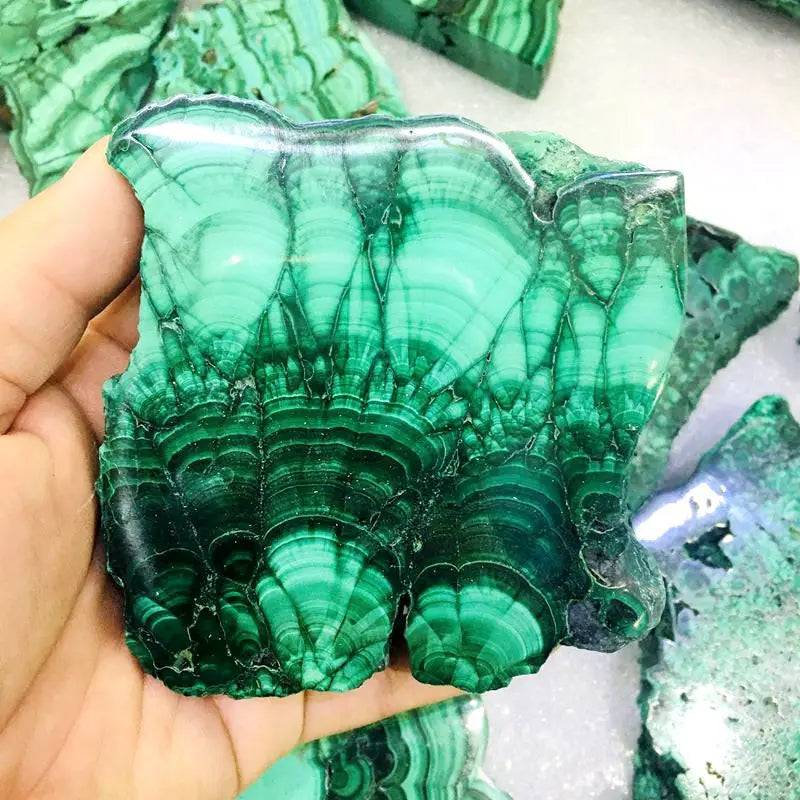 Natural Malachite Raw Stone Gemstone Slab Crystal Rough Polished Slice for Home Decoration