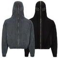 Manufacturer Customized Clothing Distressing Full Zip up Hoodie Custom Vintage Acid Wash Zip up Hoodie Men