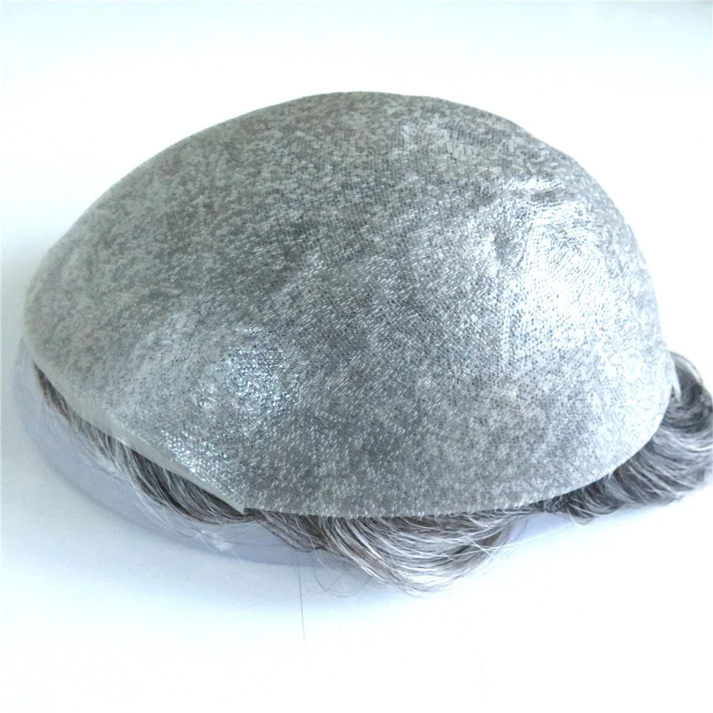 Super Thin Skin Human Hair Man Hair Prosthesis Hair Grey
