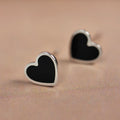 925 Sterling Silver Black Drip Heart Stud Earrings for Women and Men Punk Jewely