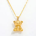 Joolim Jewelry  High End Polish 18k Gold Plated Bear Animal Chain Necklace Trendy  Sweater Stainless Steel Jewelry Wholesale