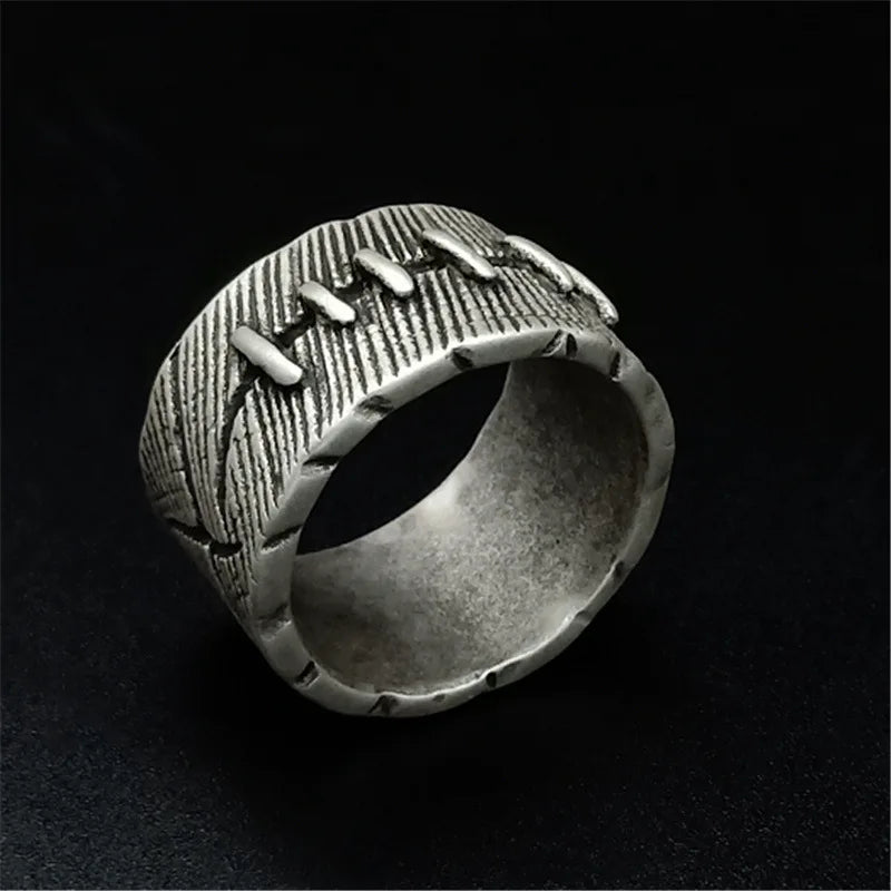 OAHLAN Fashion Jewelry Rings Vintage Personalized Creative Wedding Band Stitching Patch Stainless Steel Ring for Men Boys