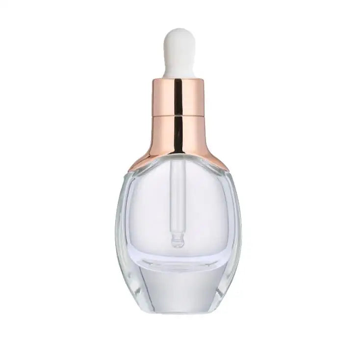 30ml New Design Oblate Glass Empty Essential Oil Dropper Bottle Cosmetic Packaging Serum Bottles