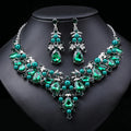 ZC017 Hot Selling Fashion Teardrop Crystal Jewelry Set Women Luxury Necklace Earrings Set