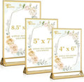 12 Pack Modern Clear Acrylic 5 x 7 Double Sided Gold Picture Frame Non-Slip Table Top Sign Holders Foldable Display Racks for