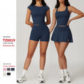 Custom I-Shaped Backless Sports Skirt Sportswear Women Quick-Drying High Waist Hip-Lifting Running Gym Fitness Workout Yoga Set