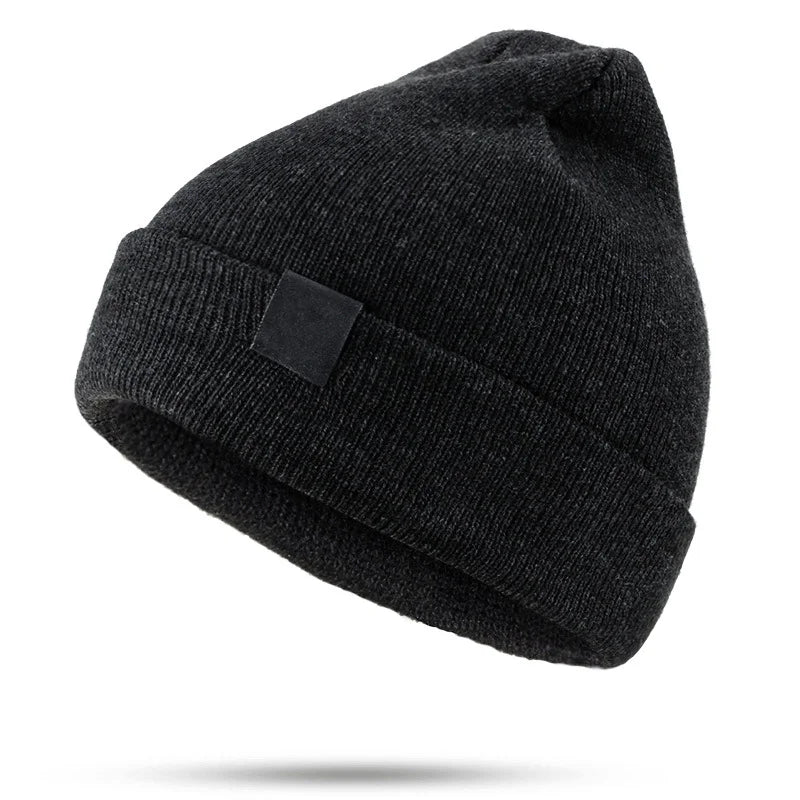 AI-MICH Custom Waffle Black Knit Fisherman Custom Caps Embroidered Logo Beanie