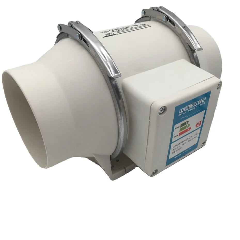 Large 4\" Single-Speed Plastic Mixed Flow Inline Duct Fan for HVAC Systems