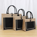 Custom Button Reusable Small Burlap Jute Tote Bag for Shopping Personalized Jute Bag with Custom Features