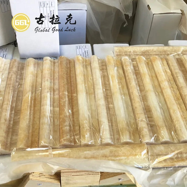 Onyx Modern Marble Chair Rail Trim Molding for Living Room Bathroom Kitchen Wall Decor Honey Yellow Polished Surface