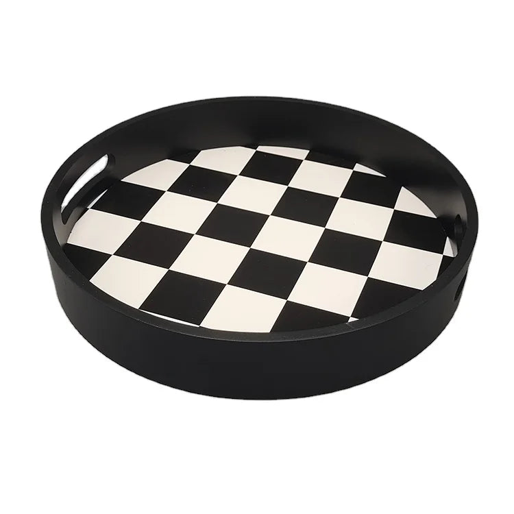 30*30*3cm Home Wooden Bottom Round Food Serving Tray Storage Wooden Serving Tray Wood Tray