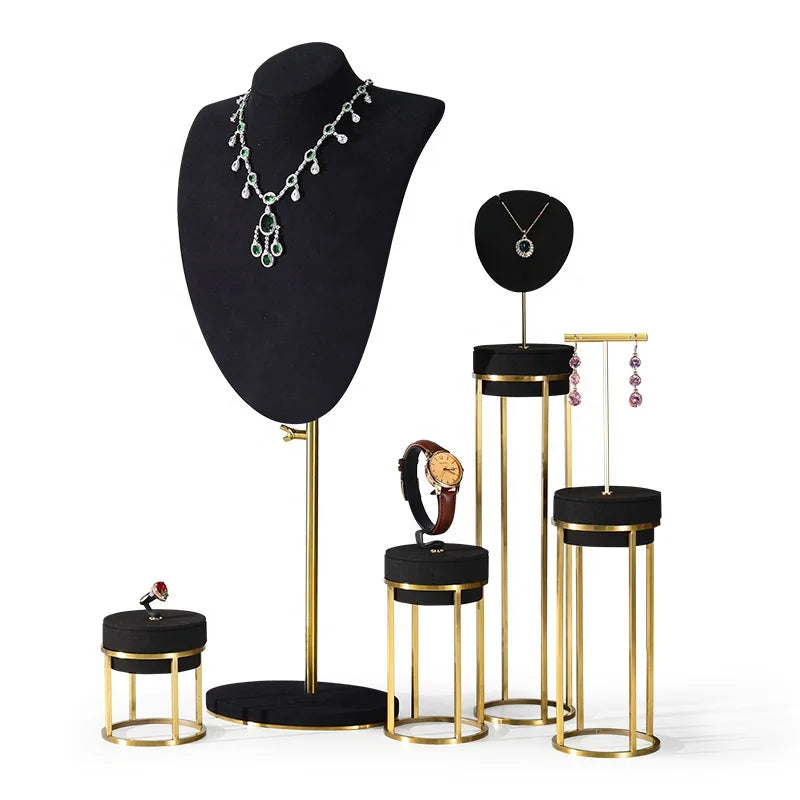 Commercial Counter Shop Jewelry Window Display Showcase Metal Eco-friendly Lined Earring Necklace Ring Display Stand Jewelry