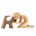 Handmade Natural Eco-Friendly Wood Decor Sculptures Creative Sitting Man Dog Statue for Home Office Hand Engraved Wall Sign