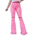 New Design Women's Plus Size Fashion Pants & Trousers Girl Denim Bell Bottom Jeans Femmes Mujer Flare Ripped Long Pants 2023