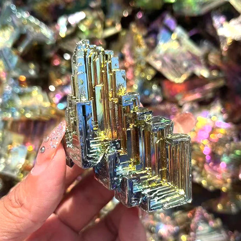 Wholesale Natural Rainbow Bismuth Ore Crystal Metal Ore Made Bismuth Crystal Ingots Decoration