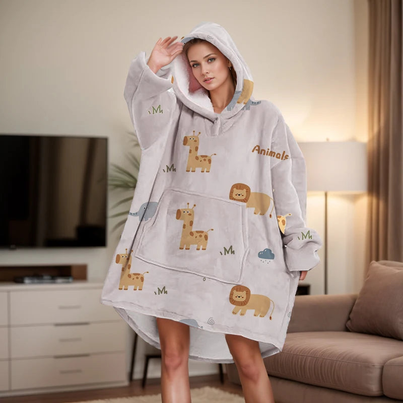 China Factory Adult Wearable Oversized Sherpa Hoodie Blanket Custom Winter Socks Solid Wearable Comfortable Winter Accessories