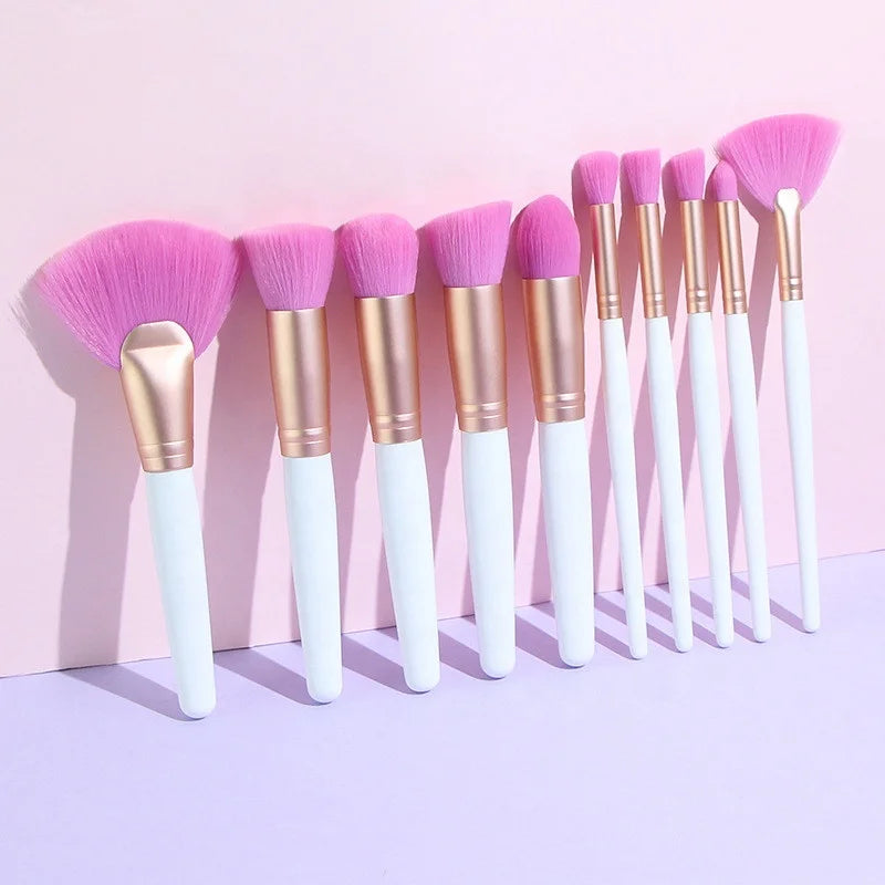 Premium Synthetic Larger Soft Pink Hair Makeup Brushes 10Pcs Makeup Brush Set Powder Foundation  Blush Eye Shadow Make up Brush