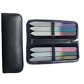 Hot Seller  6PCS Double Sided Crystal Glass Nail File Tools with PU Leather case