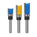3pcs Wood Flush Trim Carbide-tipped Tungsten Steel Router Bits with 1/4 Round Shank