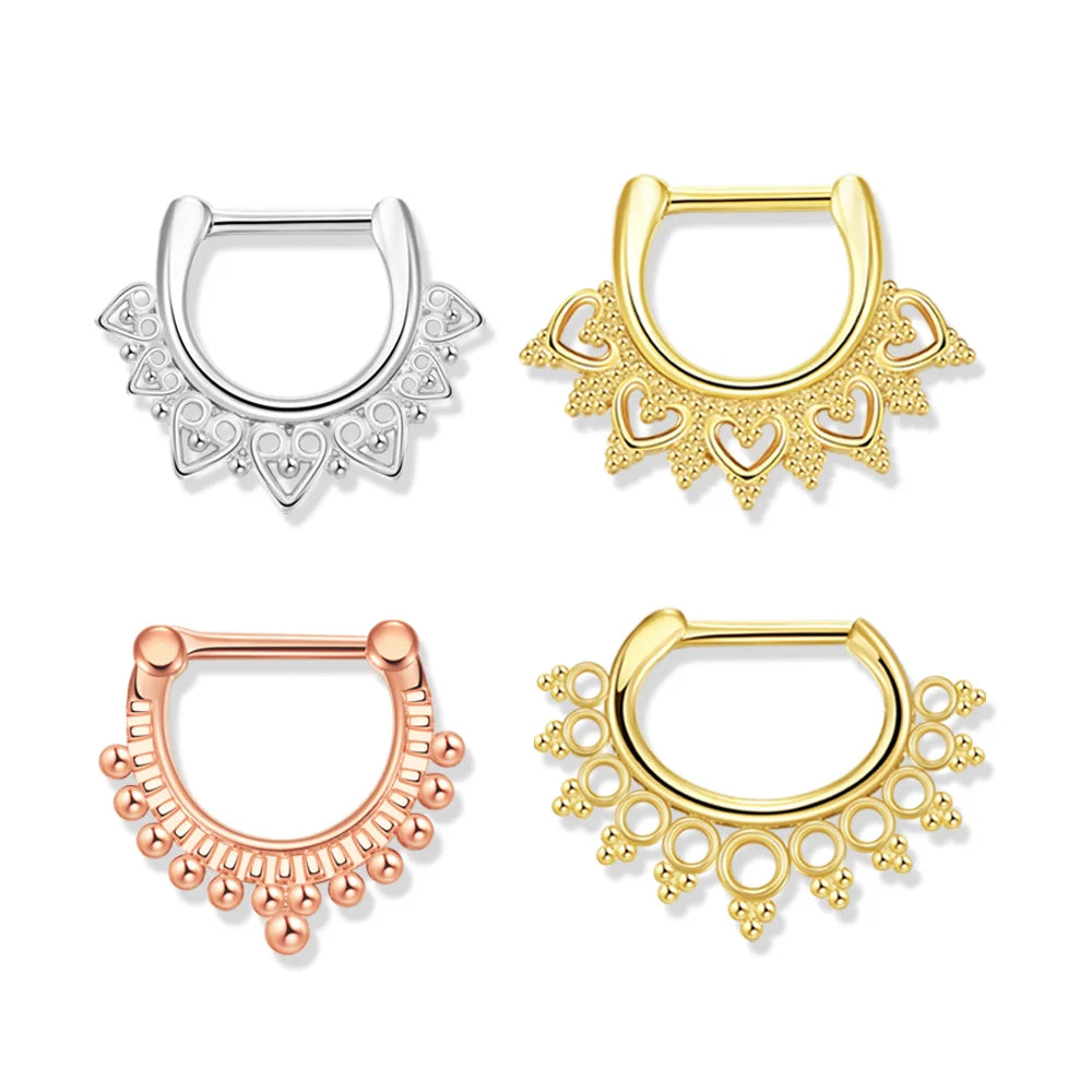Cartoon No Surgical Rhombus Pakistani Crosschain Septum Nose Ring Luxury Stainless Steel Slave Piercing Kit Clicker Loop Jewelry