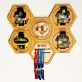 Best Selling Wall Mounted Medal Honeycomb Display Laser Cut Wooden Medal Hanger Holder for Running Gifts