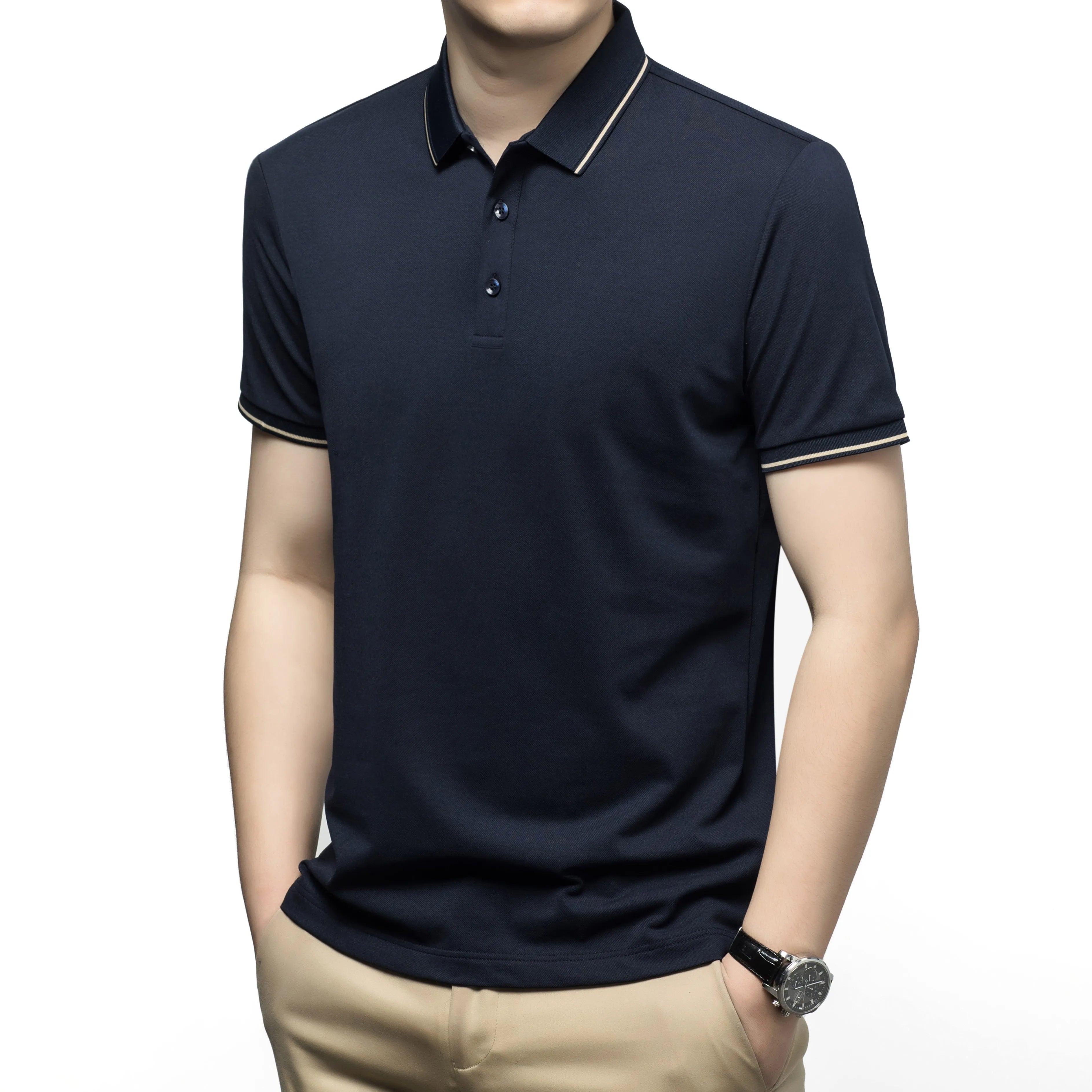 Custom logo Black Casual Anti-wrinkle Moisture Wicking Polo Luxury Tactical Cotton Shirt for Men Clothes Men Short Sleeve Polo