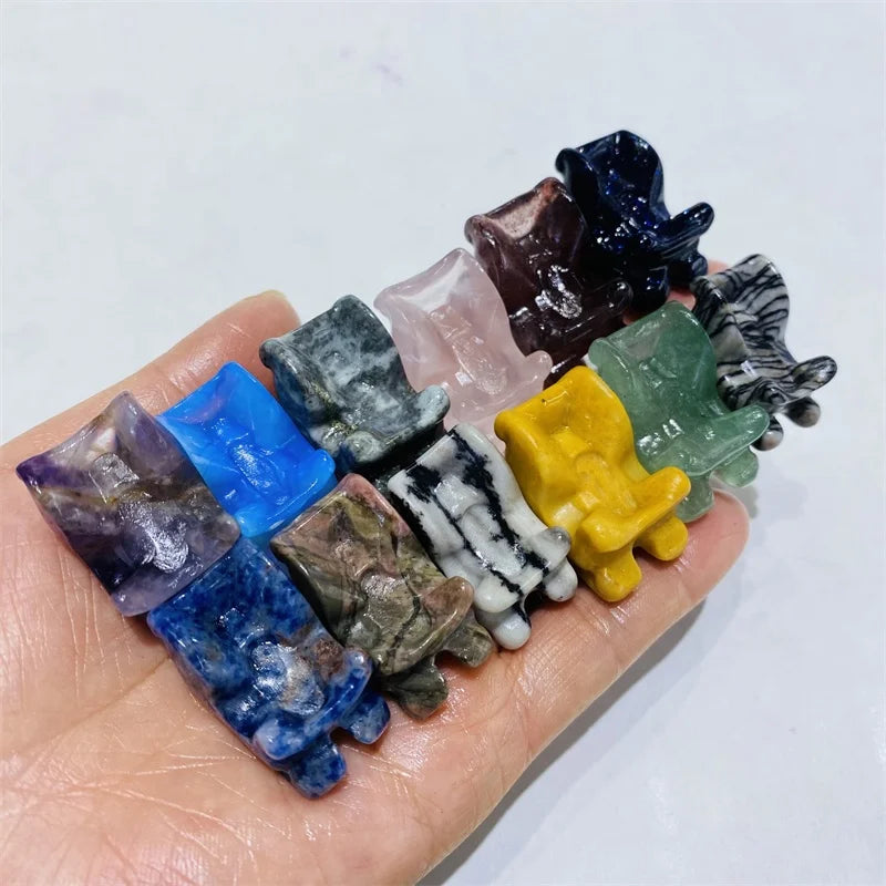 Wholesale Natural Stones Santa Sleigh Crystals Carving Healing Mini Crystals Carved Sleigh for Christmas Gift